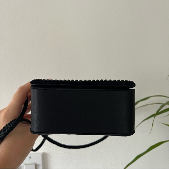 Vintage Evening Purse Black Velvet Rhinestone and Satin Crossbody Bag - Picture 6 of 13